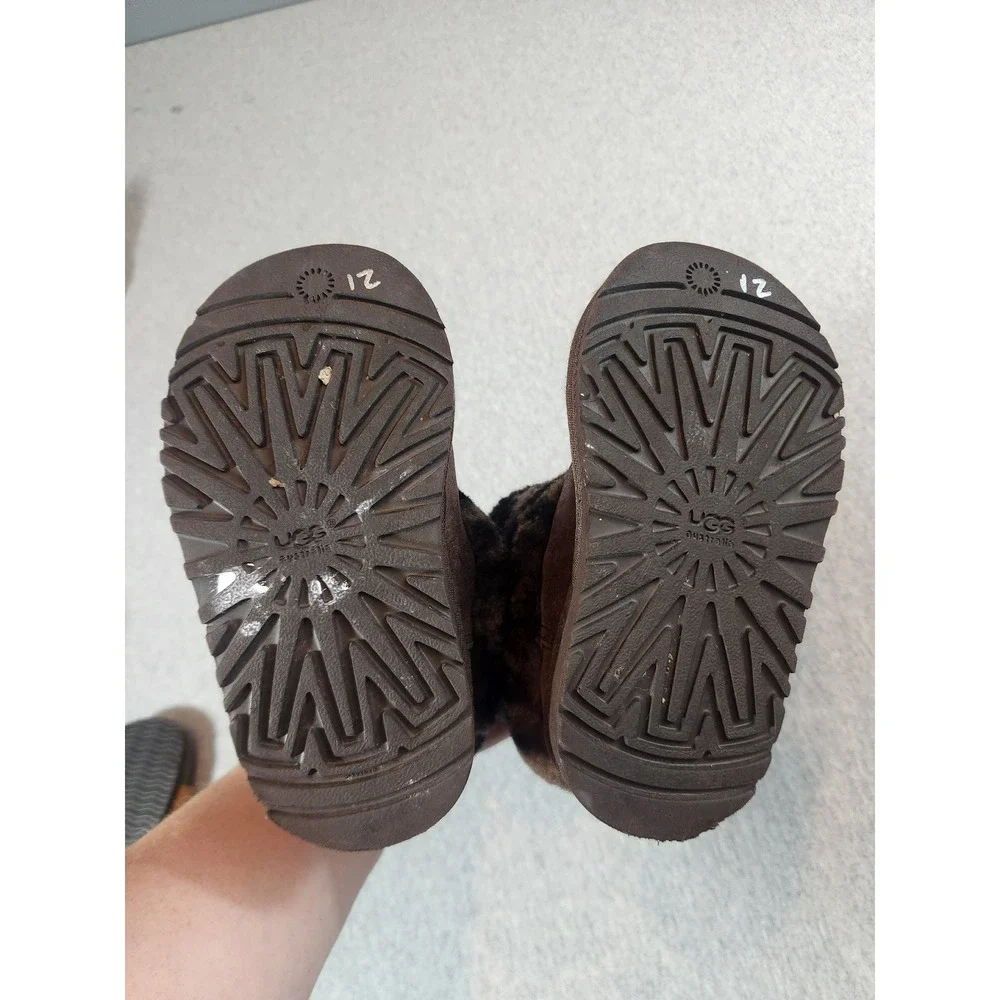 UGG Boots Kids Size 10 Brown Leopard Print Leather Buckle Winter Boots